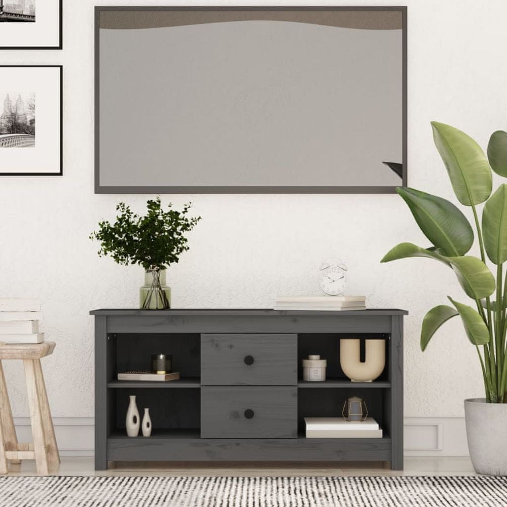 Vidaxl TV skrinka sivá 103x36,5x52 cm masívna borovica